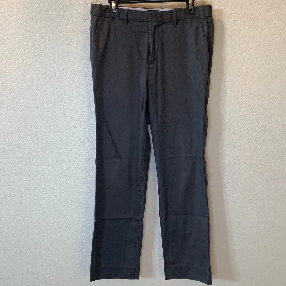 Gap Tailored Straight Fit Striped Grey Khakis